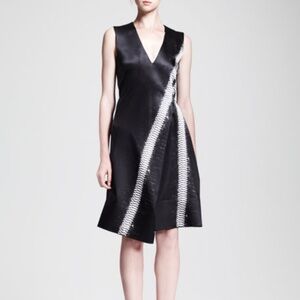 Reed Krakoff Asymmetric Contrast-Stripe Silk Dress - Size 2
